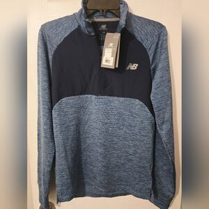 New Balance Men's Navy and Heather Blue Half-Zip Jacket Size XS